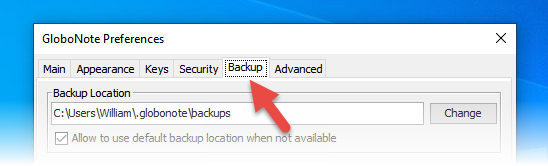 Backup settings