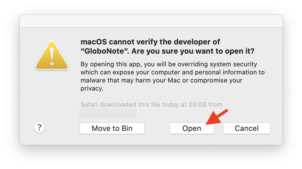 macOS open GloboNote macOS open GloboNote