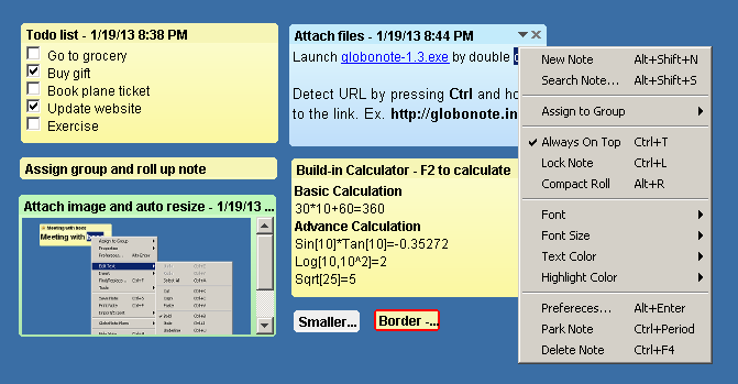 Other GloboNote features